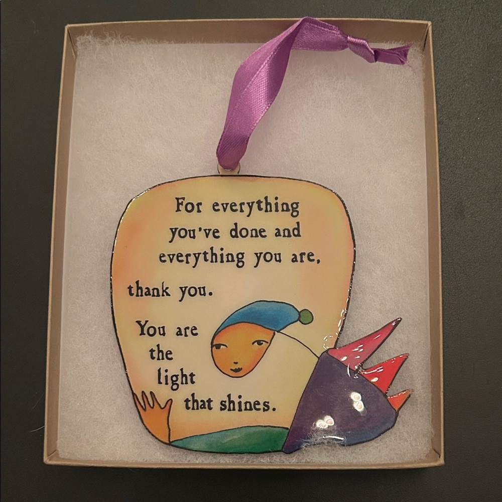 Inspirational Holiday Ornament with Purple Ribbon